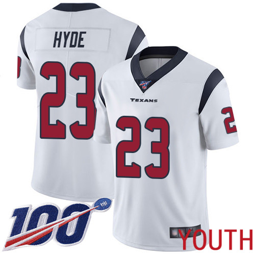 Houston Texans Limited White Youth Carlos Hyde Road Jersey NFL Football 23 100th Season Vapor Untouchable